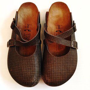 Birkis By Birkenstock Womens Camden Clogs Shoes Brown Leather Slip On Buckle 38